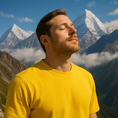 Frisse lucht en gezonde huid – Chloorvrij douchen met Vitamine C Man ademt frisse lucht in – Vitamine C Douche vermindert irritatie van luchtwegen